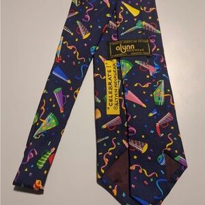 Alynn Neckware “Celebrate” 100% Silk Neck Tie Party Fun Vintage Special Occasion